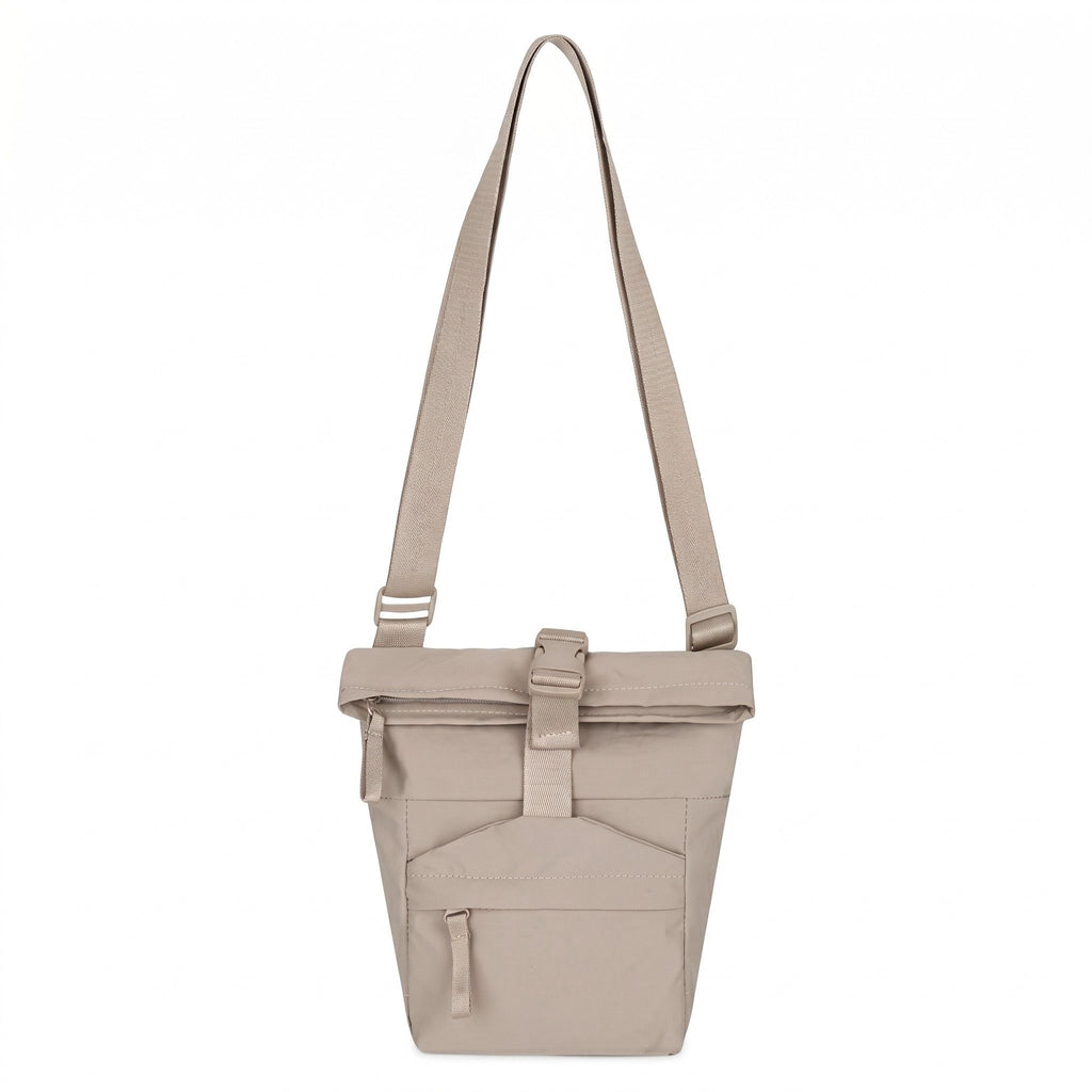 Water Resistant Nylon Crossbody Bucket Bag Adjustable Strap Multi Pocket Everyday Travel Bag