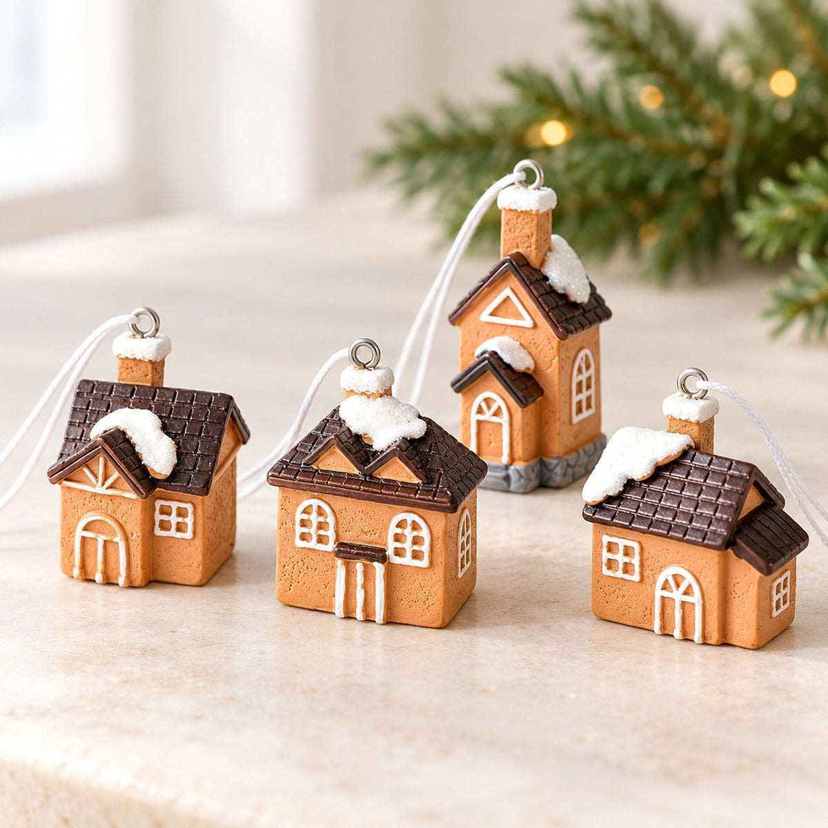 4ct Mini Resin Santa Christmas Tree Ornaments Assorted Holiday Decorations Gift