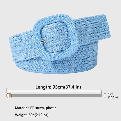 Anna-Kaci Elegant Straw Belt with Matching Woven Buckle