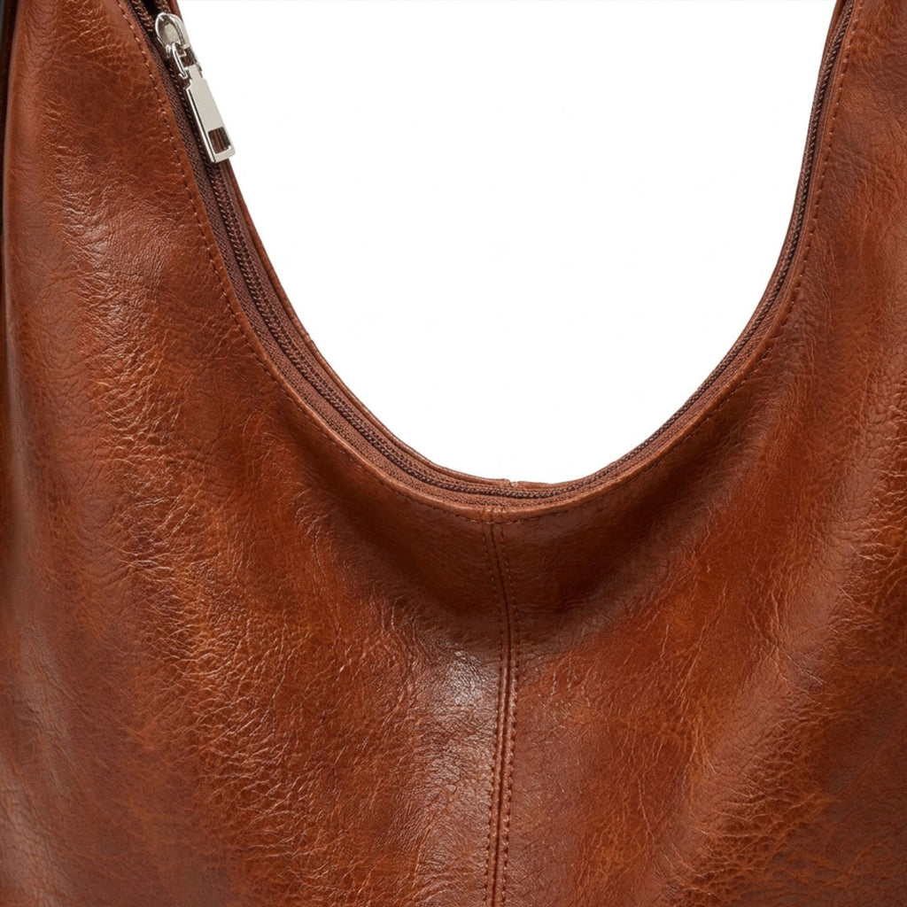 Faux Leather Hobo Shoulder Bag with Adjustable Strap and Roomy Pockets