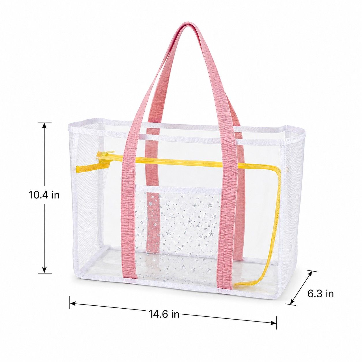 Clear PVC Beach Tote Bag with Front Pocket and Shoulder Handles