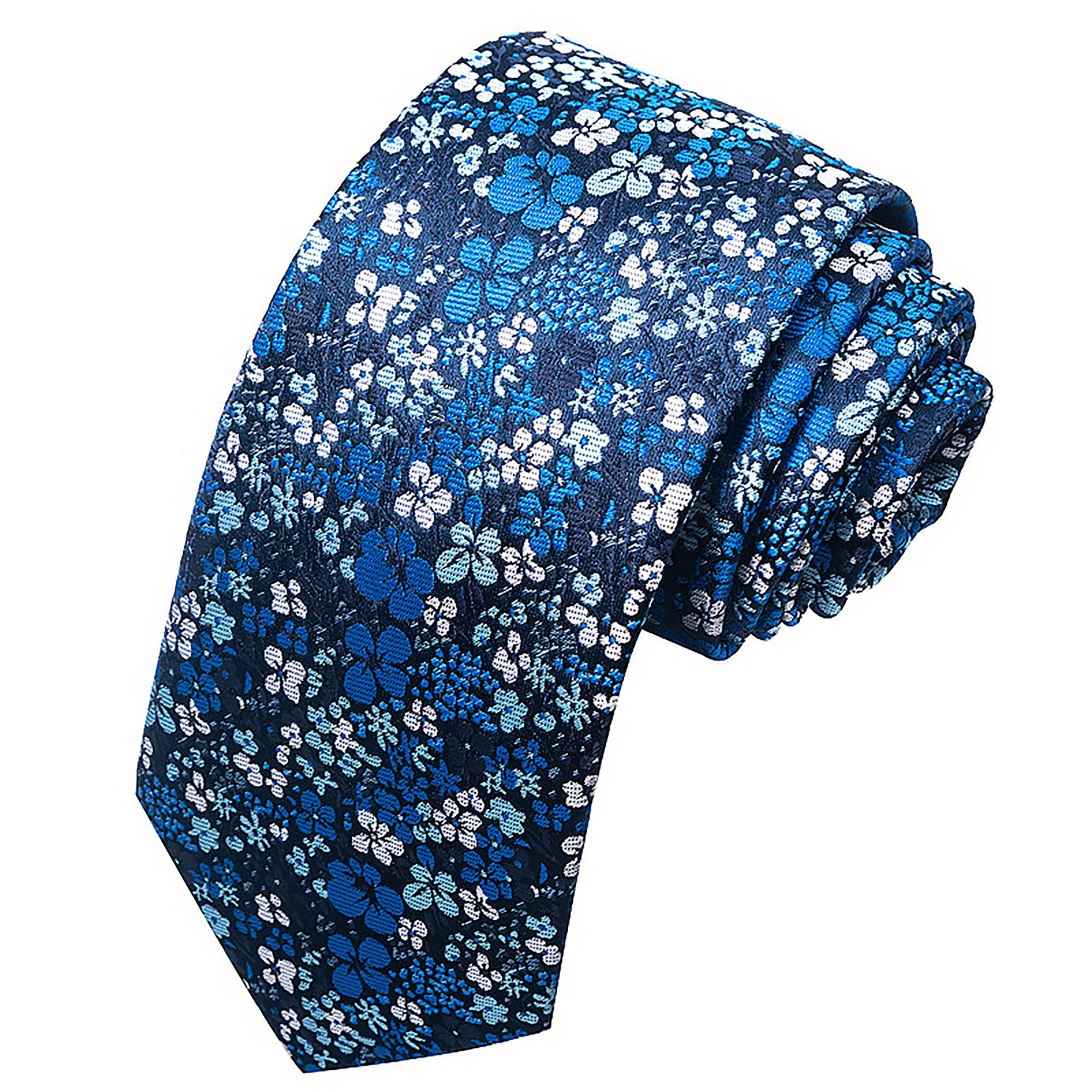 Alilang Men's Floral Print Tie with Woven Botanical Pattern and Classic Tapered Design