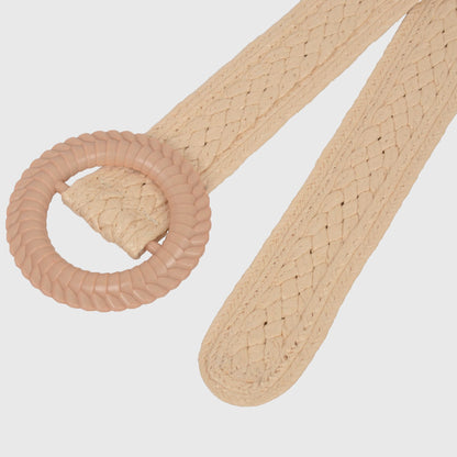 Anna-Kaci Bohemian - Style Woven Belt with Round Plastic Buckle