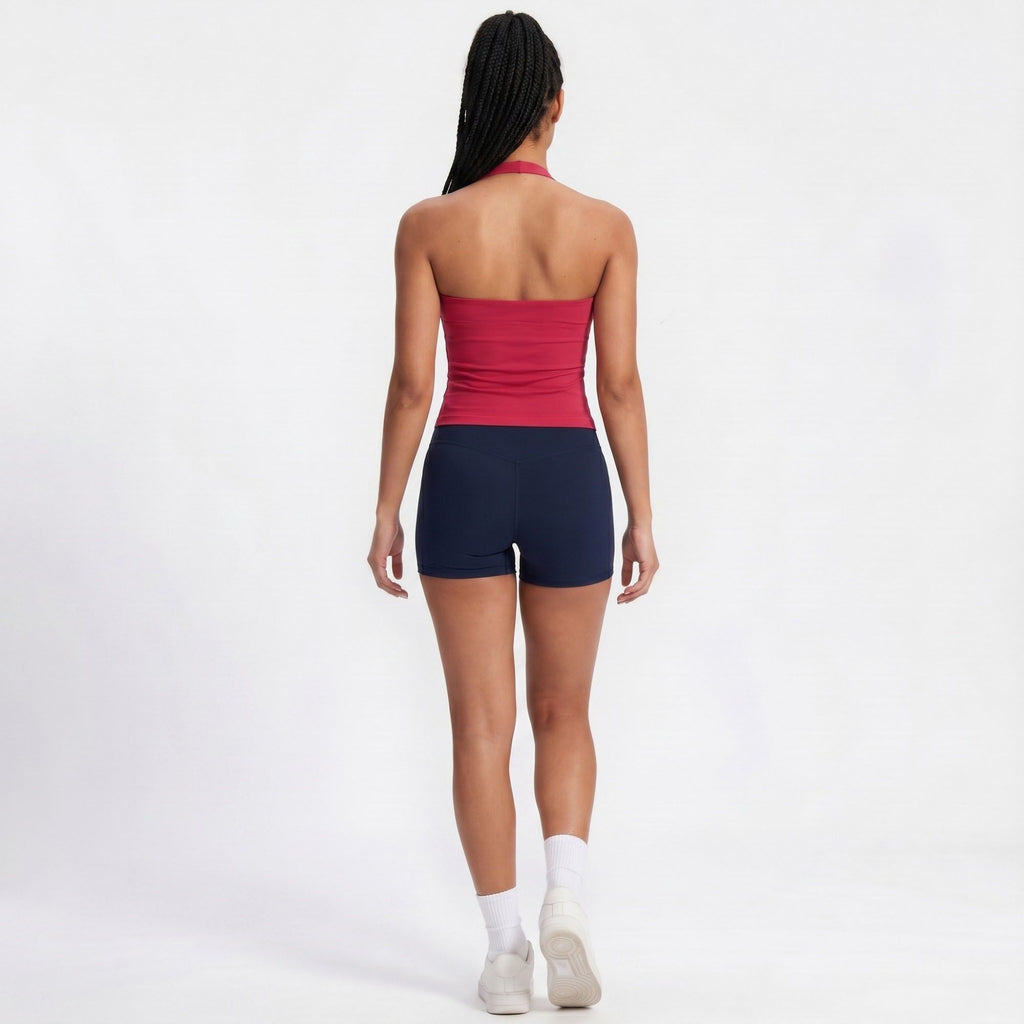 Padded Halter Wrap Front Longline Sports Bra Tank Top Workout Yoga Crop Top