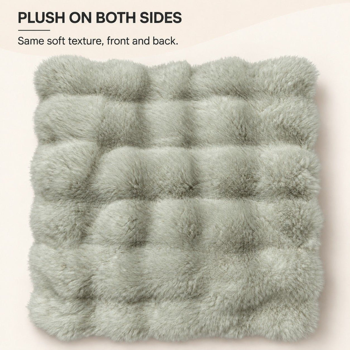 Double Sided Plush Faux Fur Throw Pillow Cover 18 x 18 Inch Bubble Texture