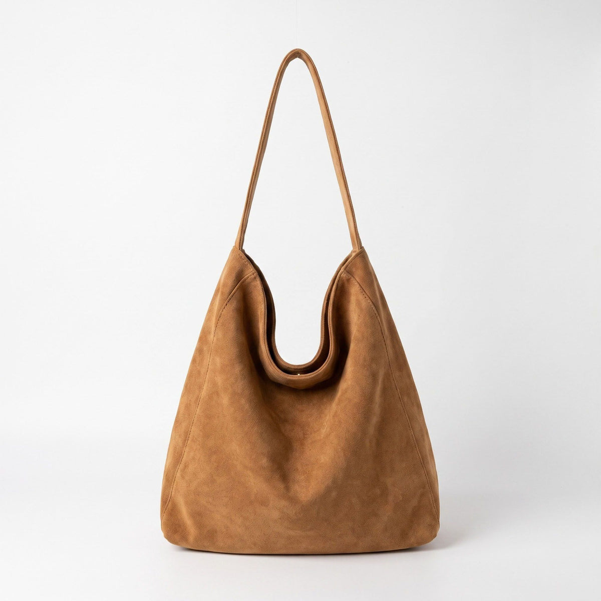 Faux Suede Hobo Shoulder Bag with Long Strap