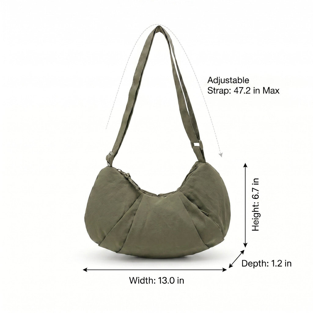 Lightweight Nylon Crescent Crossbody Bag Adjustable Strap Casual Everyday Shoulder Bag