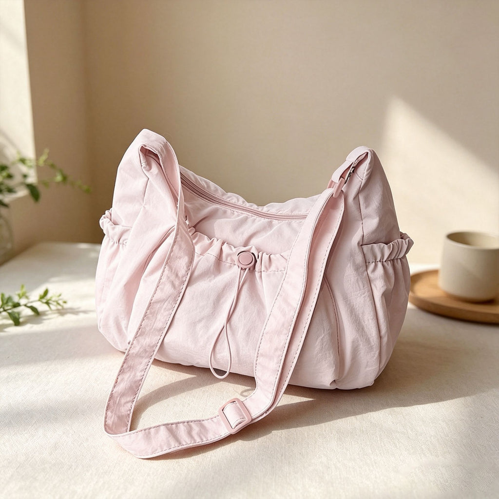 Lightweight Hobo Shoulder Bag with Adjustable Strap and Multiple Pockets