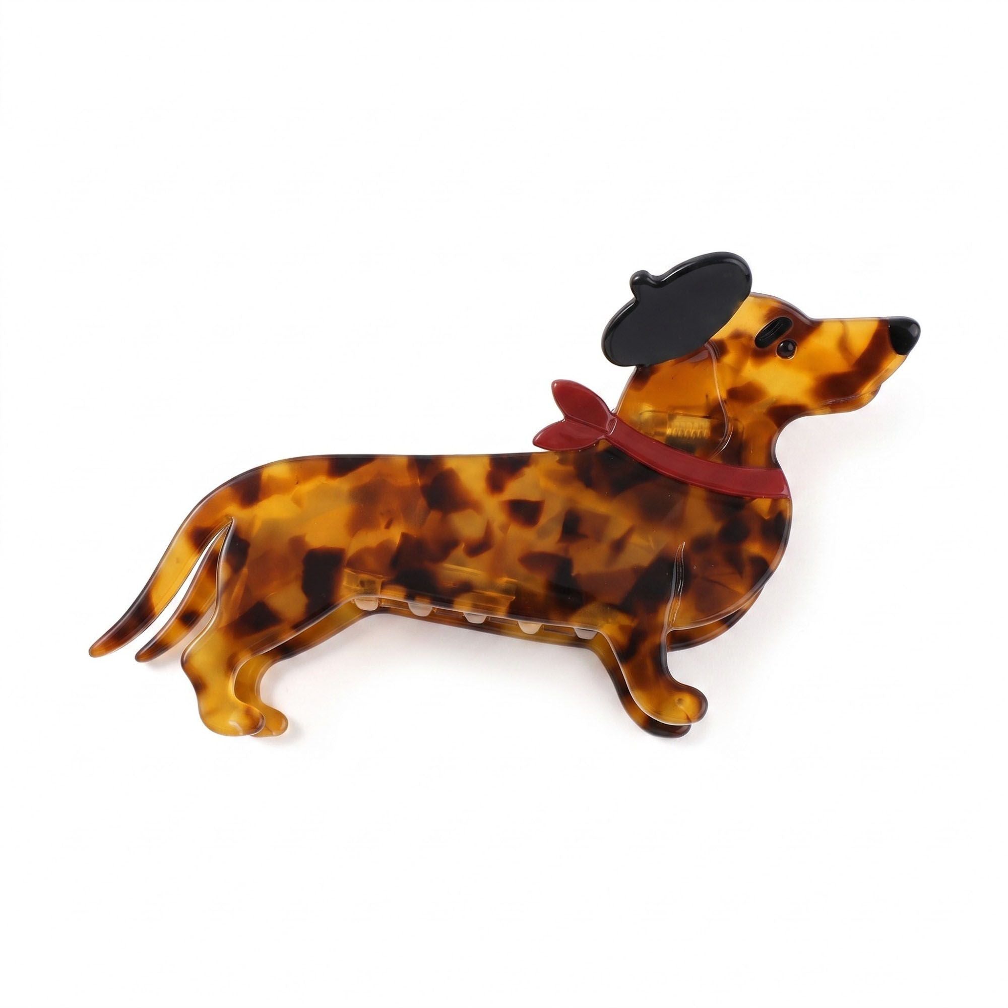 3pc Dachshund Dog Hair Claw Clip Set Tortoiseshell Puppy Hair Accessories