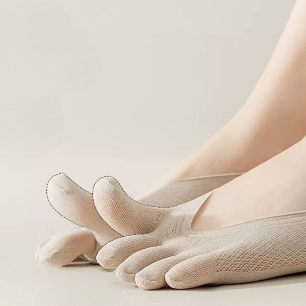 Anna-Kaci Women's Mesh Toe Socks with Non-Slip Silicone Heel Grip Ultra Low Cut Breathable No Show Sock 3-Pack