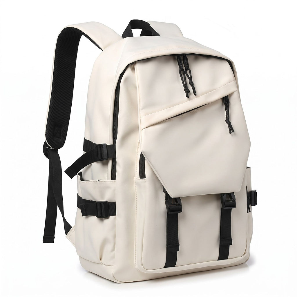 Large Laptop Backpack with Front Flap Pocket Buckle Straps Side Pockets and Padded Shoulder Straps