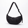 Nylon Crescent Shoulder Bag with Adjustable Strap and Double Zip Closure