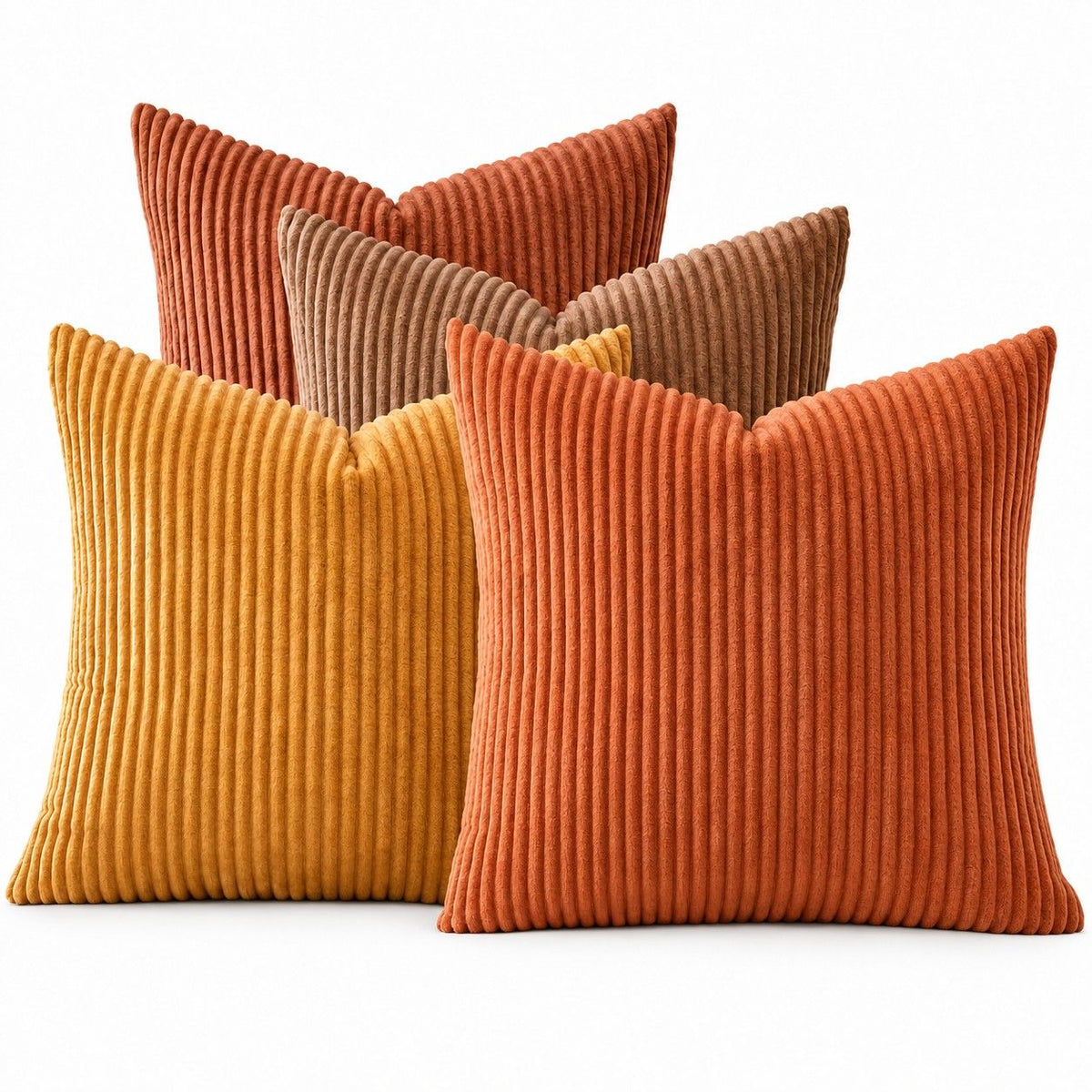 4 Pack Corduroy Throw Pillow Covers 18 x 18 Inch Wide Stripe Texture