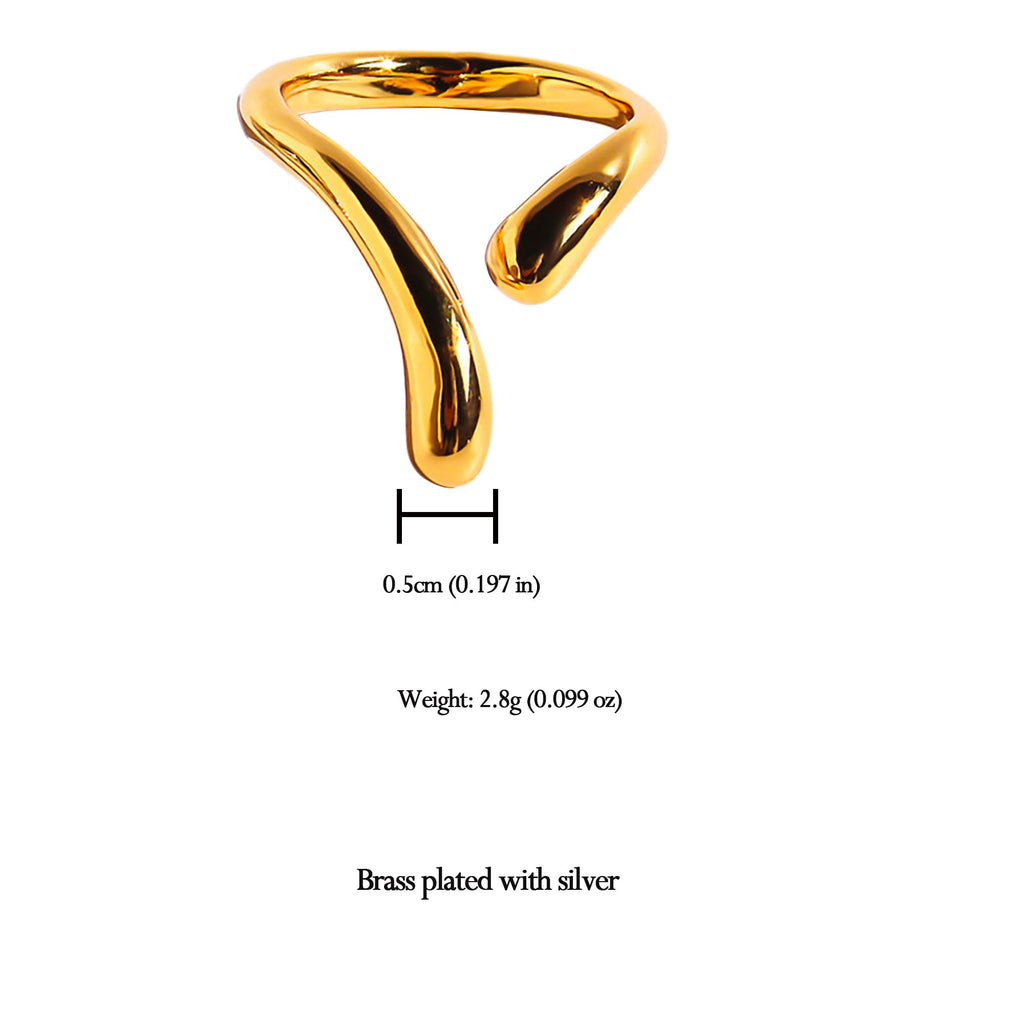 Women's Minimalist Geometric Open Ring - Adjustable Line Statement Ring for Daily & Modern Styling