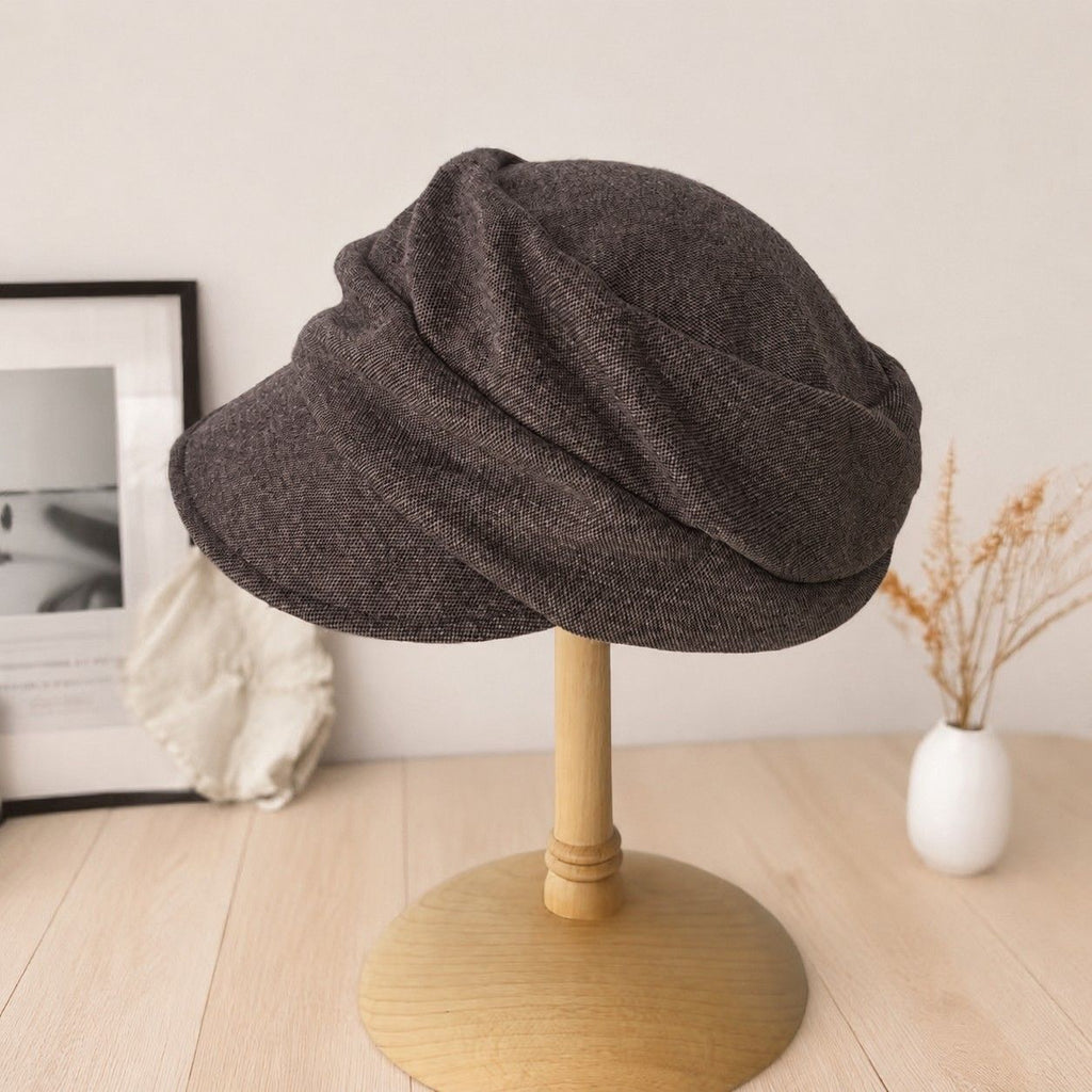 Soft Pleated Newsboy Cap Adjustable Short Brim Baker Boy Beret Hat