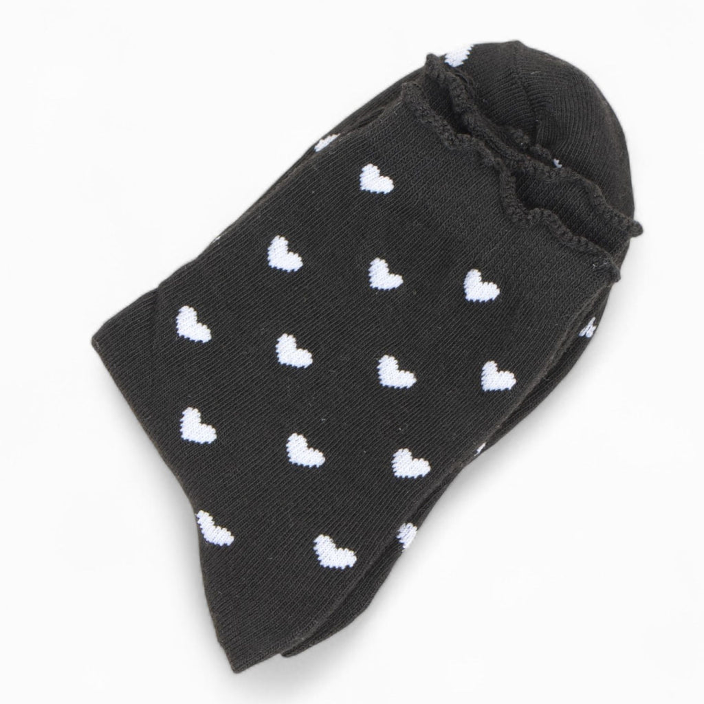 Anna-Kaci Women's Ankle Socks with Allover Heart Print and Soft Ribbed Cuff Trim