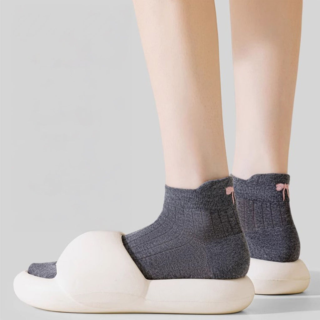 Anna-Kaci Women's 3-Pack Cotton Ankle Socks with Bow Knit Pattern Soft Breathable Low-Cut Design