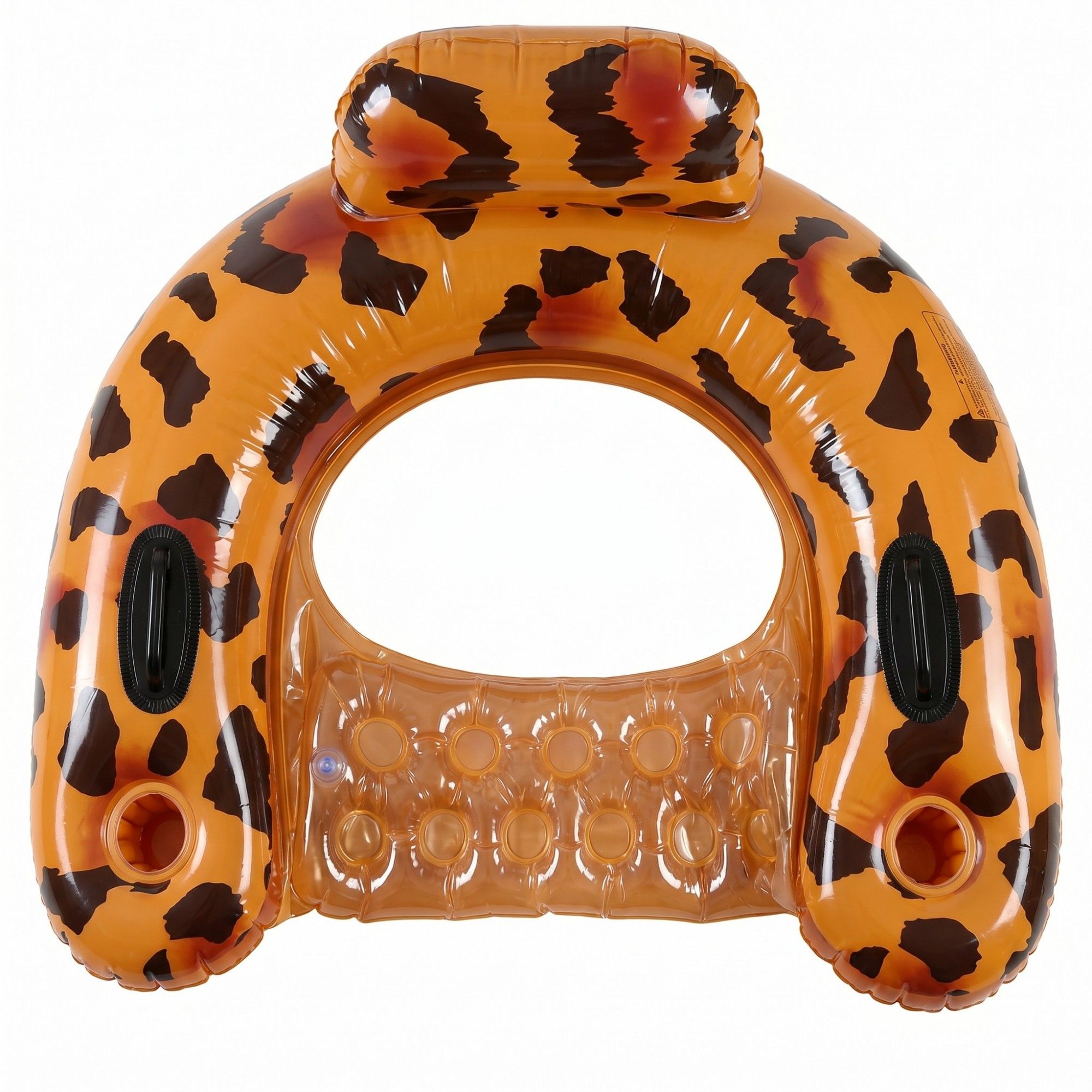 Cow Print Inflatable Pool Float Lounge Chair with Headrest Cup Holder and Handles Durable PVC Float 39.4x43.3in
