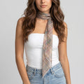 Lightweight Sheer Skinny Scarf with Marble Print and Finished Edge Detail