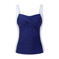 Anna-Kaci Swim Womens Tankini Swim Top with Twist Front Contrast Side Panels Adjustable Straps and Ruched Stretch Fabric