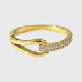 Women's Buckle Statement Ring with Cubic Zirconia - Twisted Band Sparkle Ring for Daily & Dressy Styling
