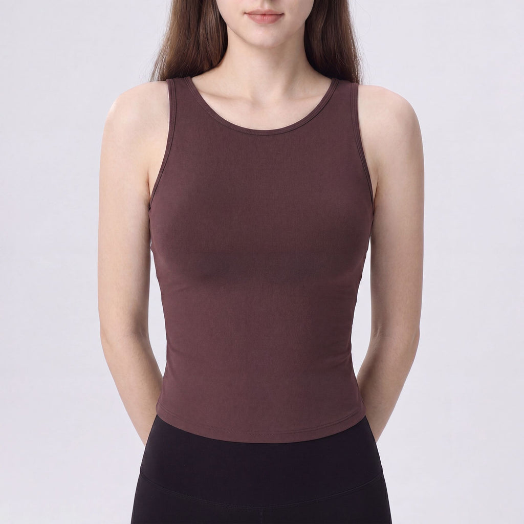 Sleeveless High Neck Cropped Yoga Tank Fitted Workout Activewear Top