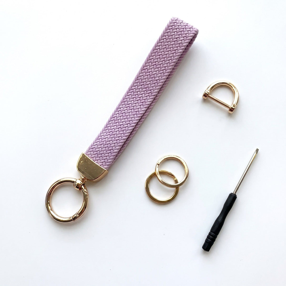 Woven Wristlet Keychain Strap with Hardware Kit