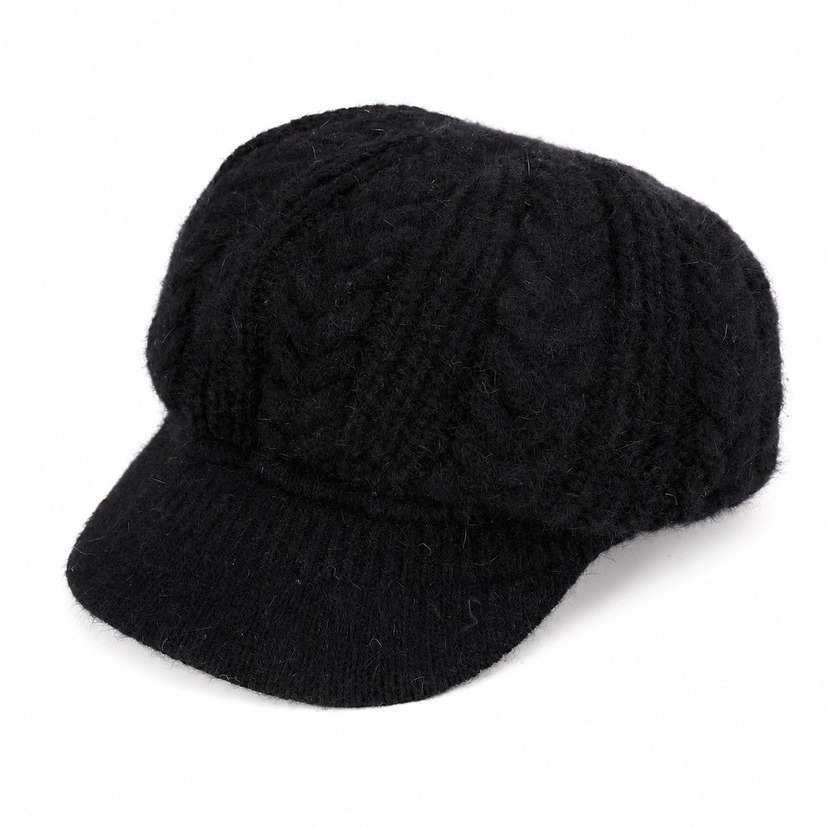 Cable Knit Brim Beanie Faux Fur Lined Warm Winter Hat