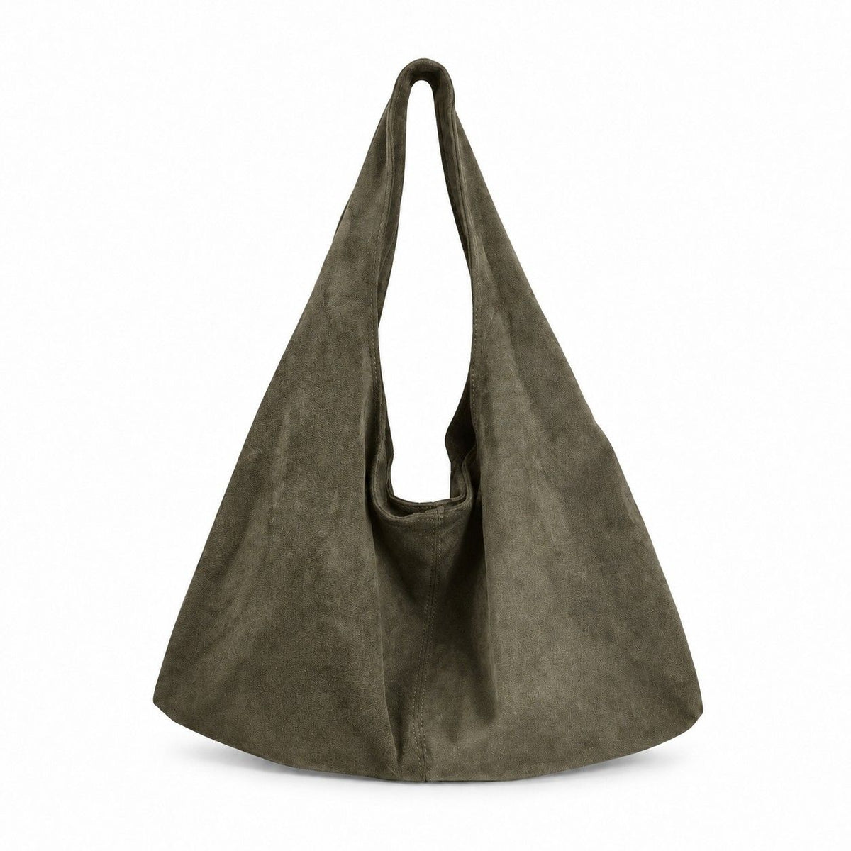 Large Faux Suede Hobo Shoulder Bag with Magnetic Closure and Interior Zip Pocket