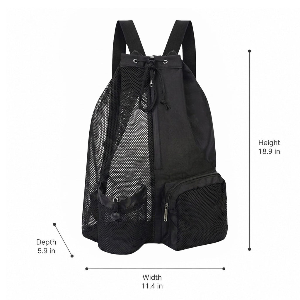 Mesh Swim Backpack with Drawstring Closure and Side Pockets
