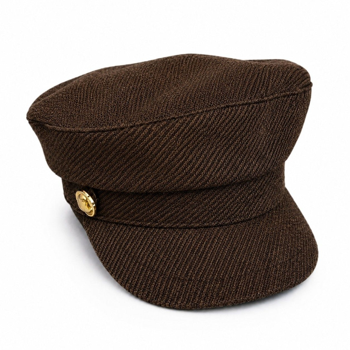 Herringbone Newsboy Cap Vintage Baker Boy Hat Adjustable Button Detail