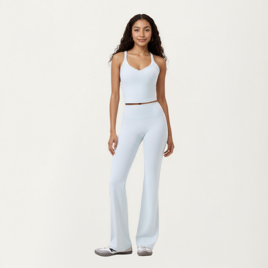 Anna-Kaci Active Women's High Waist Flare Sweatpants with Seamless Stretch Fit