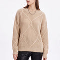 Geometric Textured Crewneck Pullover Sweater