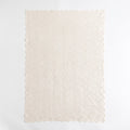 Off White Floral Lace Square Tablecloth with Scalloped Edges 55.1x55.1in