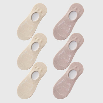 Anna-Kaci Women's Non-slip No Show Socks 6pk Invisible Liner Adorable Bear