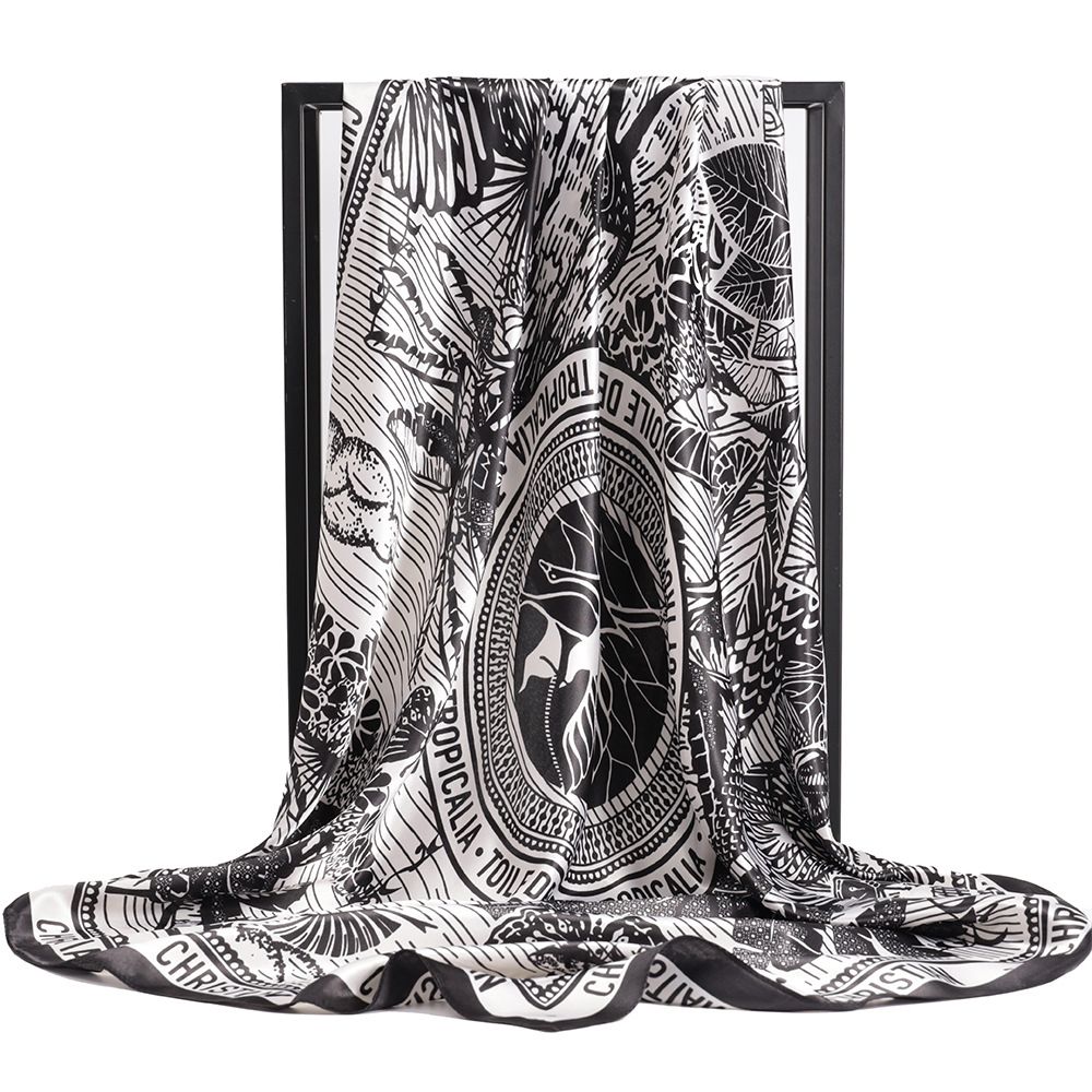 Anna-Kaci Women's Oversized Botanical Satin Scarf Silk Touch Square Head Wrap 35 Inch