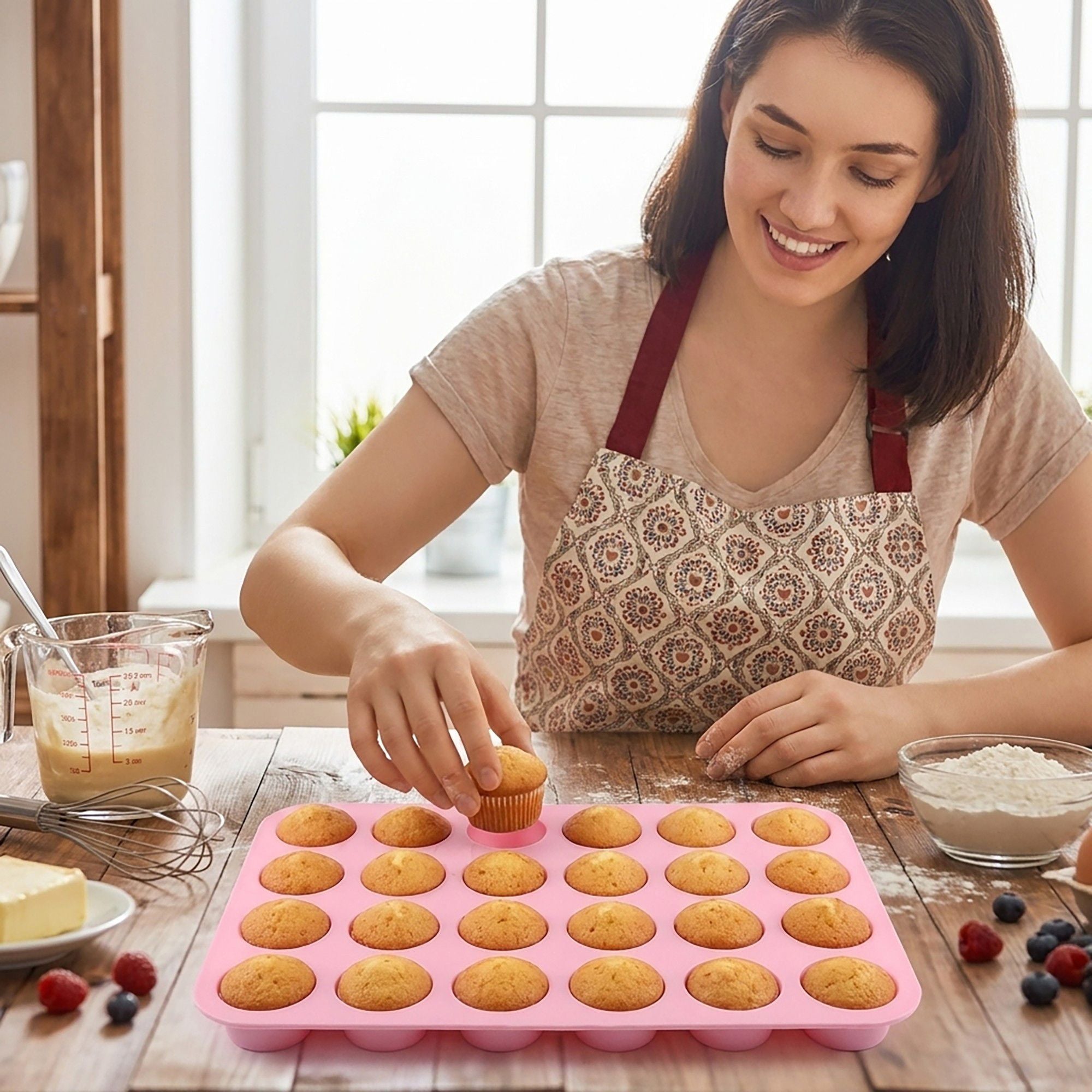 24-Cup Mini Muffin Pan - Non-Stick Bite-Sized Cupcake Mold for Baking