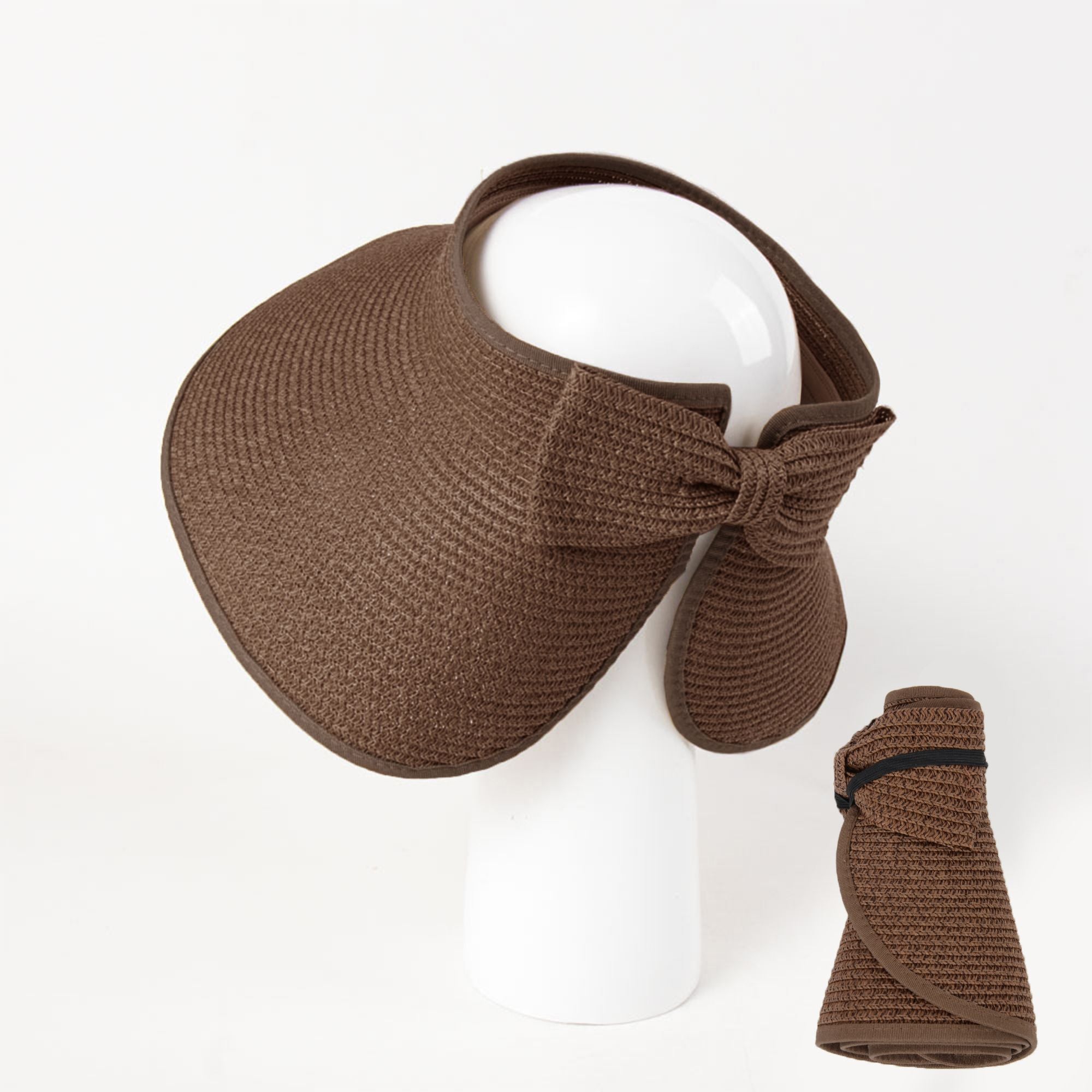 Anna-Kaci Women's Wide Brim Visor Hat with Bow Detail Adjustable Velcro Closure for Beach or Outdoor Protection