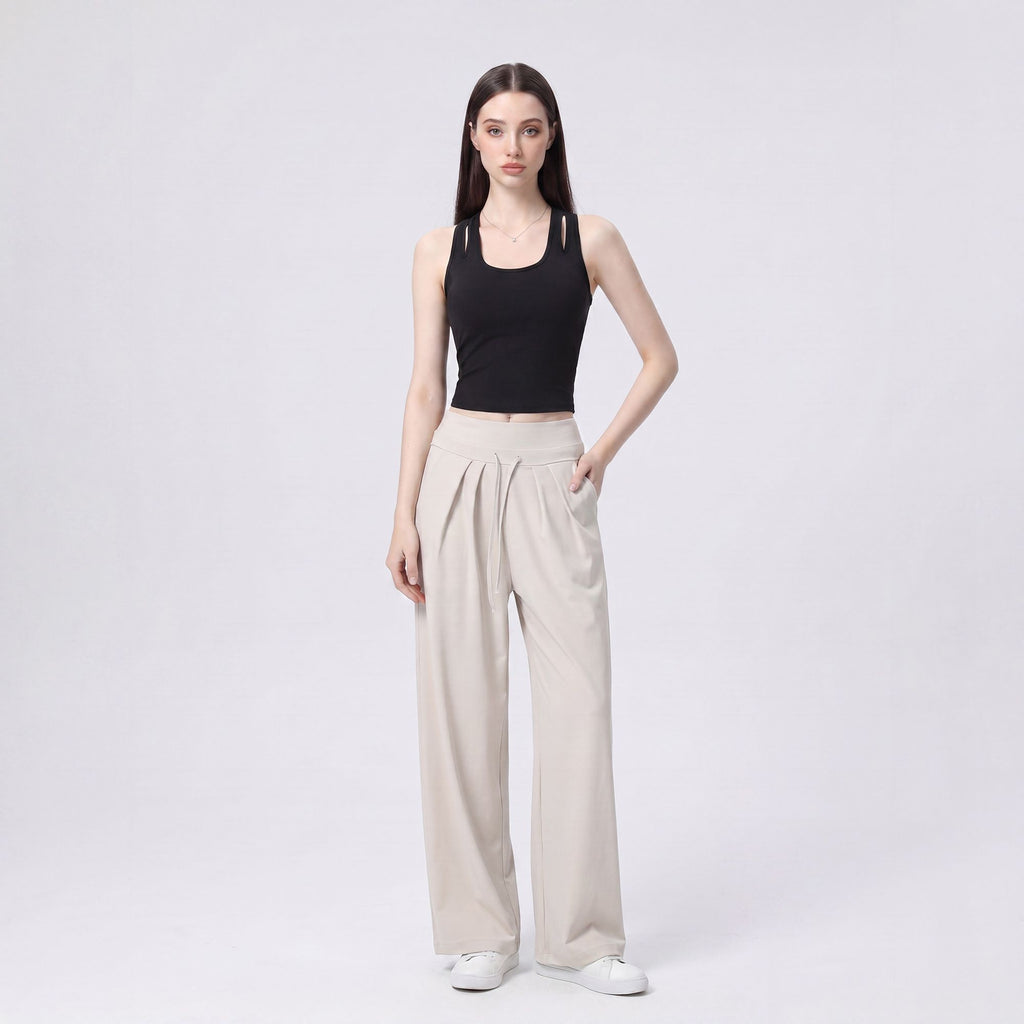 Sleeveless Yoga Tank Top with Built In Padding Scoop Neck Cutout Strap Detail and Fitted Activewear Silhouette