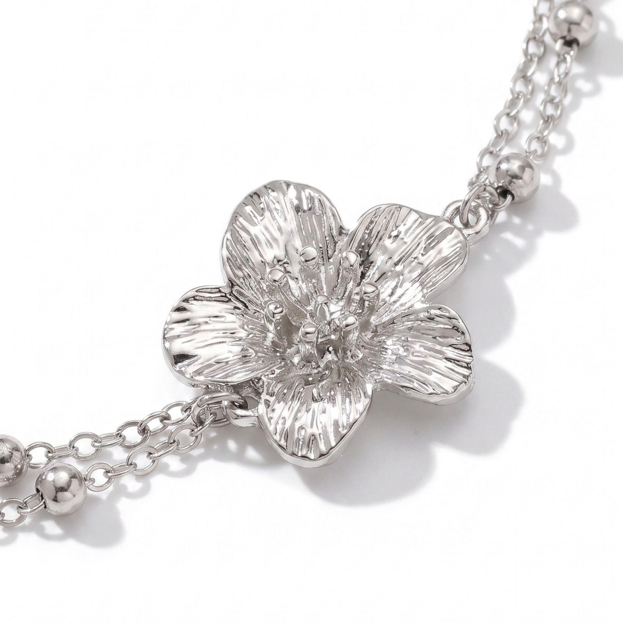 Single Floral Layered Beaded Metal Waist Chain Adjustable Minimalist Statement Waist Jewelry 43.3in
