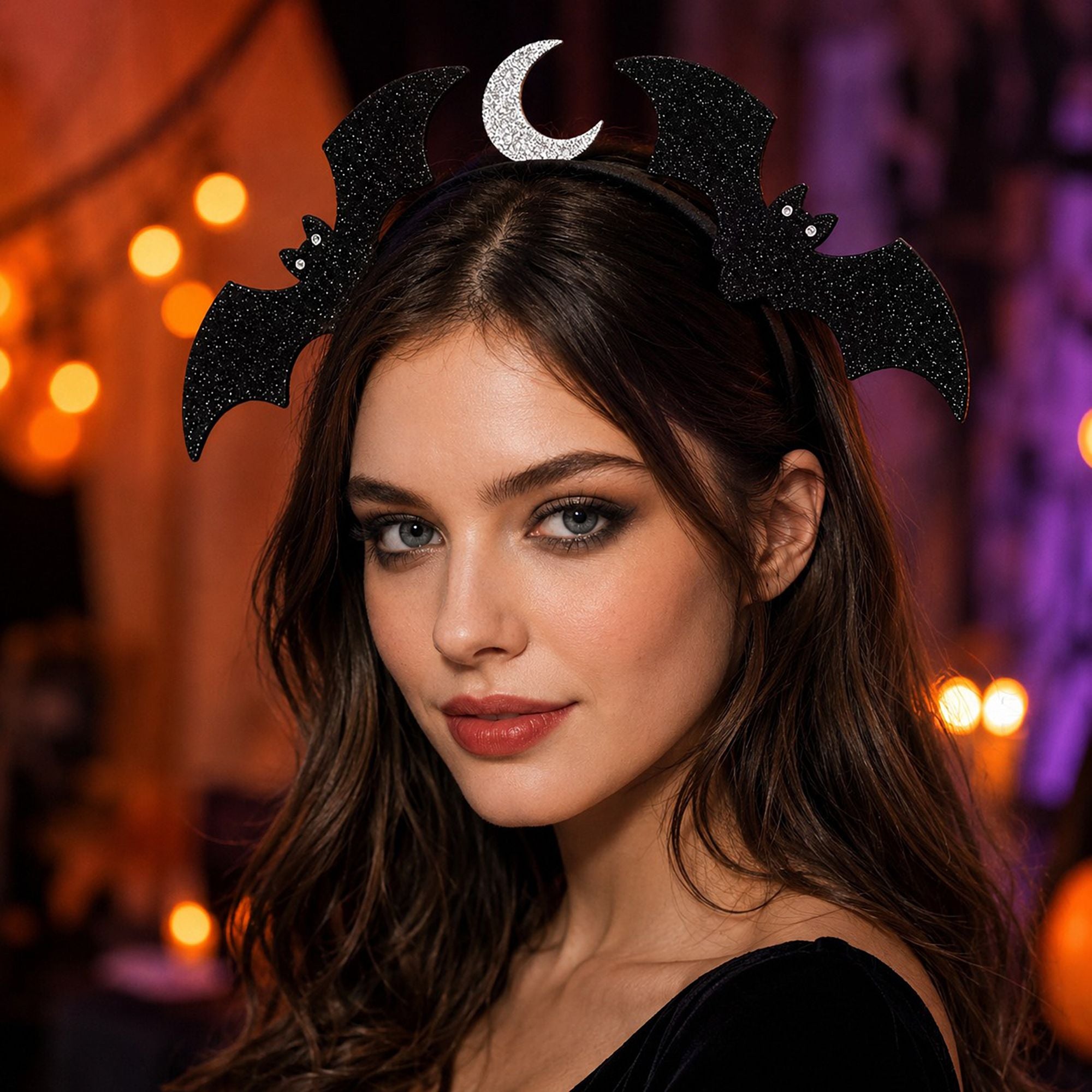 5pc Halloween Bat and Moon Headband Set in Assorted Colors