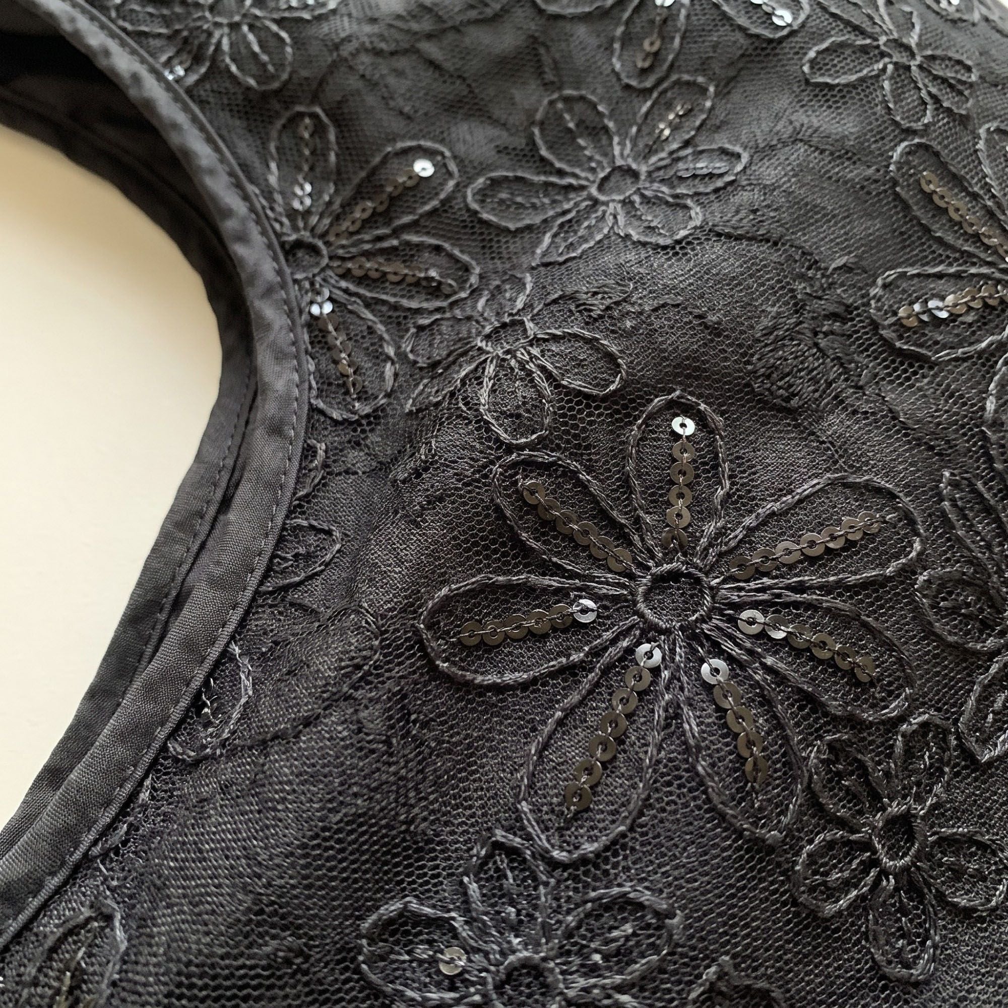 Floral Sequin Lace Slouchy Hobo Bag 15.5x10.5x4.5in