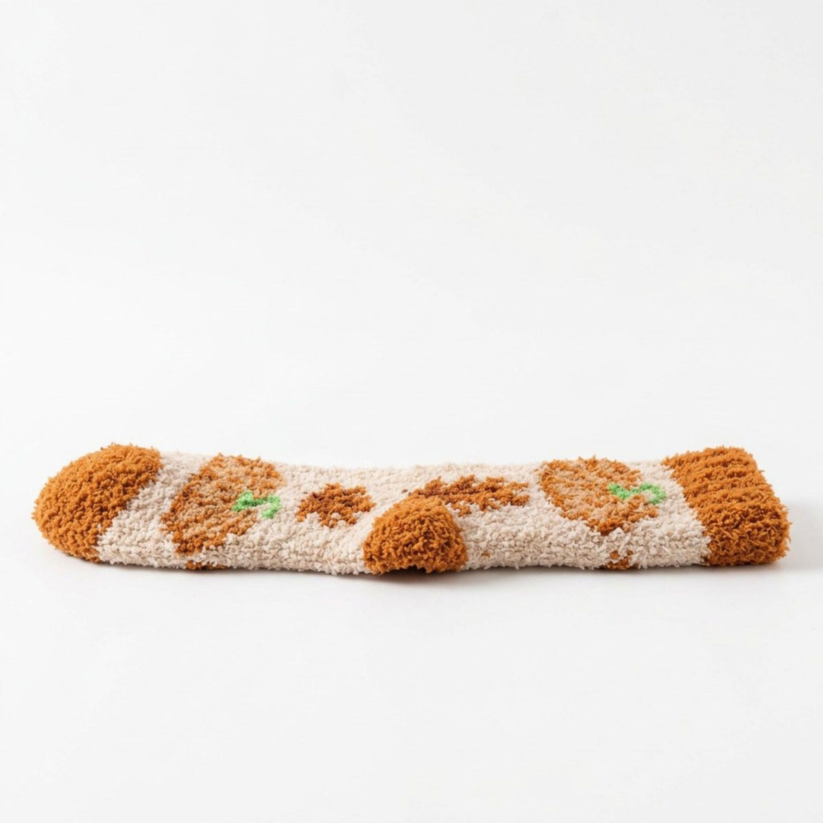 Fuzzy Pumpkin Crew Socks 2 Pair US 5-10.5
