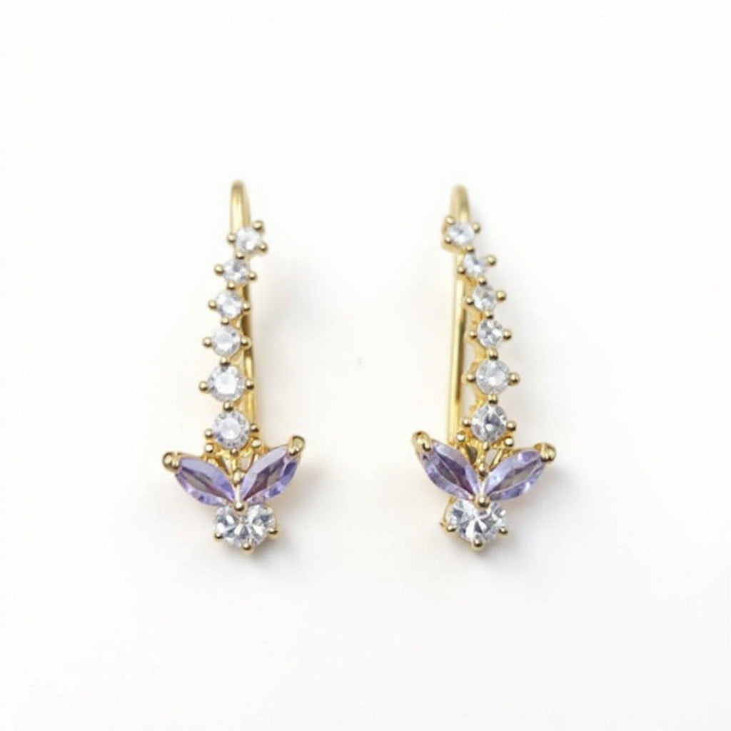 Butterfly Crystal Earrings with Graduated Stone Accents and Delicate Winged Design for a Sparkling Feminine Elegant Look
