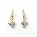 Butterfly Crystal Earrings with Graduated Stone Accents and Delicate Winged Design for a Sparkling Feminine Elegant Look