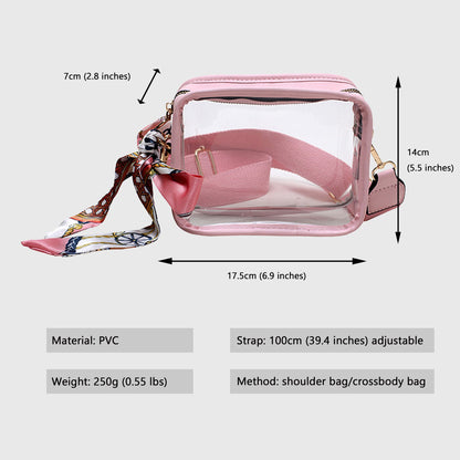 Anna-Kaci Women's Chic Transparent Crossbody & Messenger Bags with Decorative Scarf