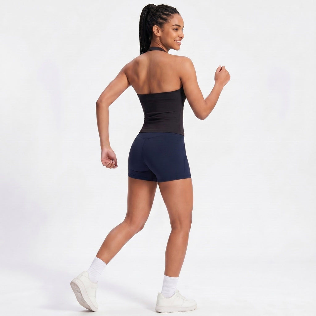 Padded Halter Wrap Front Longline Sports Bra Tank Top Workout Yoga Crop Top