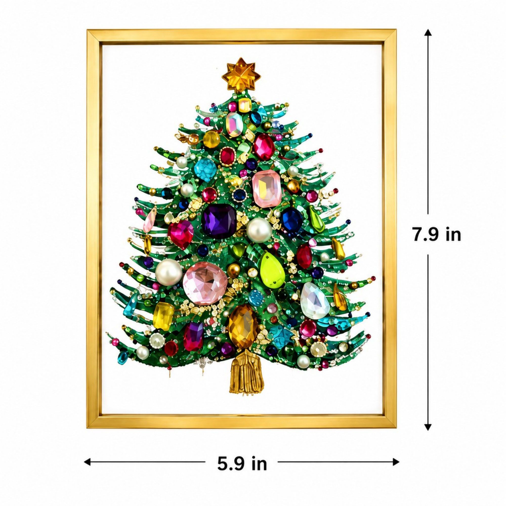 DIY Jeweled Christmas Tree Art Kit with Frame and Craft Supplies
