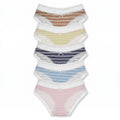 5 Pack Striped Lace Trim Bikini Panties