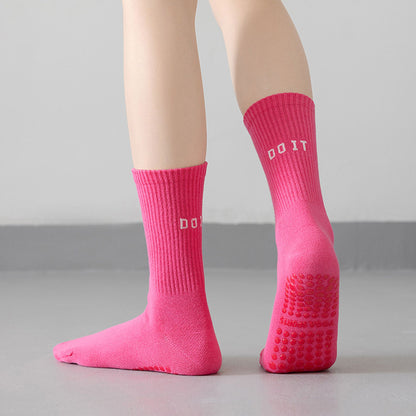 Anna-Kaci 3 Pair Combo Sale Anti Slip Crew Socks with Grip Soles and Ribbed Cuffs in Multiple Color Options